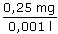0,25 mg divideret med 0,001 l